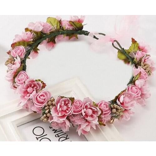 Bridesmaid Hair Flower Tiara Headbands Wedding Hair Accessories Bridal Flower Crown Headpieces Bridal Girls Garland Head Wreath