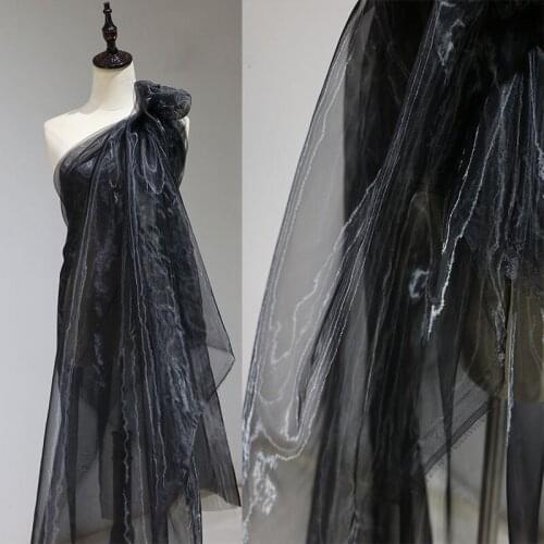 Organza fabric soft black encrypted mesh transparent bright silk silk fluffy skirt dress fabric
