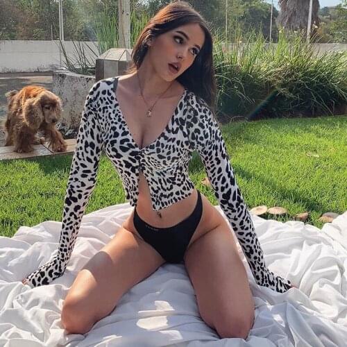 Women Sexy V-neck Leopard Print Top Fashion Long Sleeve Buttons Top Casual Spring Autumn Outwear Knit Sweater Cardigans Tunic