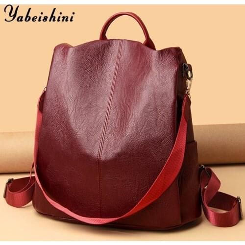 Retro Large Capacity Women Backpack 2021 High Quality Leather Leisure Travel Large Capacity School Bags for Teenage Girls Black
