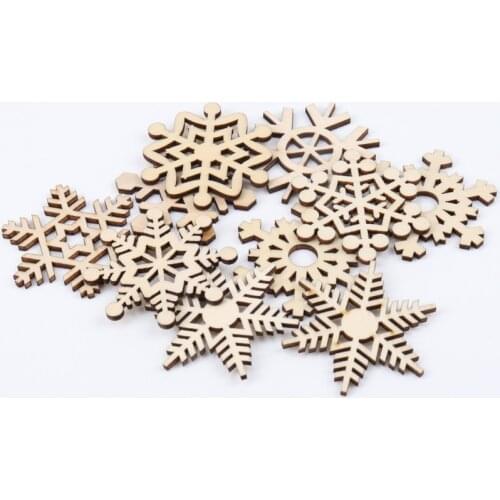 Wooden Christmas Series Snowflake Pattern Scrapbooking Craft For Handmade Accessory Sewing Home Decoration 50mm 10pcs