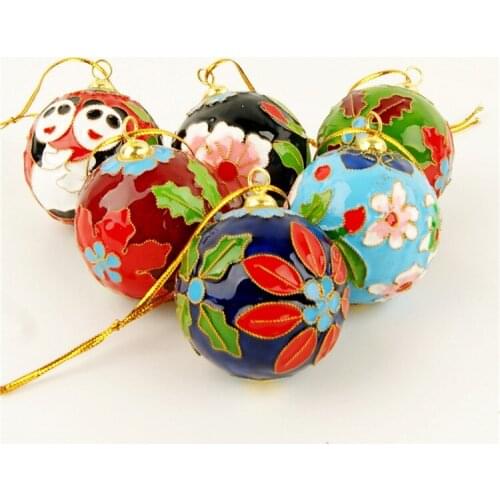 Wholesale 10PCS Christmas Decorations 60MM Balls Cloisonne Ball Pendant Traditional Craft Christmas Ornaments Home Decor