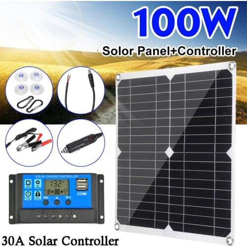 100Watt 12V Monocrystalline Silicon Solar Panel Solar Module Battery Charge Controller Solar Solar Panel Connector Extension Cab