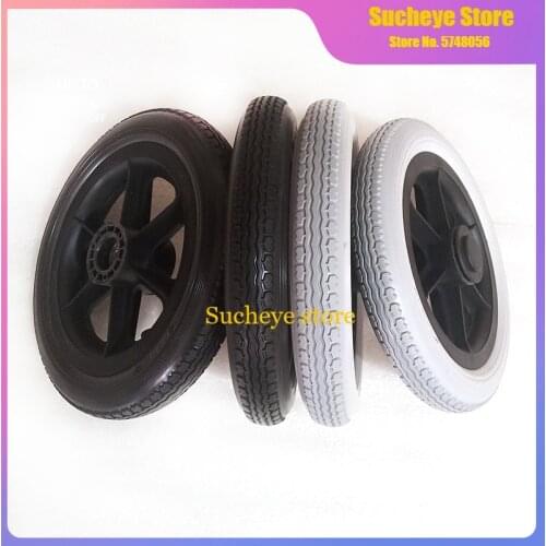 2 colors available: 12 inches Wheelchair wheel 12 1 / 2x2 1 / 4 PU Tire Inflation Free Wheel Manual Wheelchair Rear Wheel