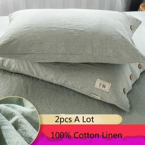 2pcs 48*74cm Pure Cotton Linen Pillowcase for Sleeping Super Soft Bed Throw Pillow Cover Home Decorative Pillow Case with Button