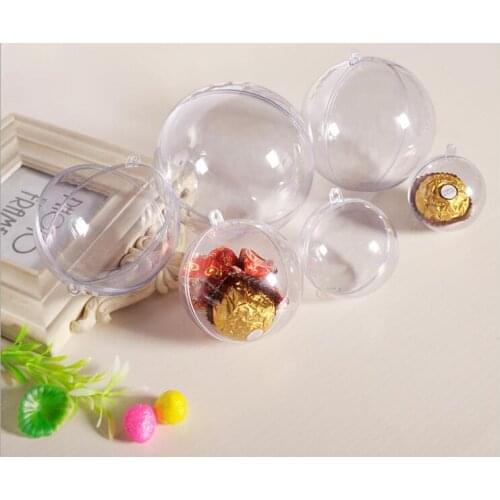 200pcs 10cm Christmas Trees Hanging Ball Decorations Transparent Plastic Clear Ornament Party Supplies lin2819