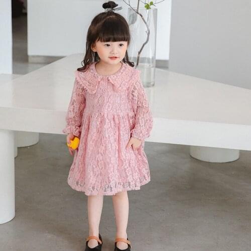 2020 Baby Girls Dress Hollow Lace Princess Dress For Toddler Girl Autumn New Arrival Long Sleeve Girls Dresses Kids Clothing