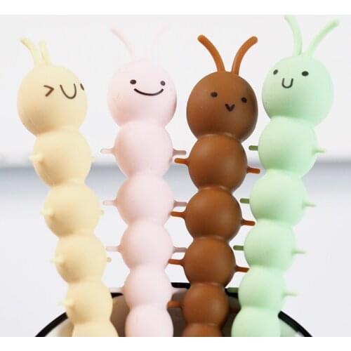 4pcs Kawaii Insect Gel Pen Cartoon Caterpillar 0.5mm Soft Silicone Ballpoint Pens Black Refill Office School Supplies H6740