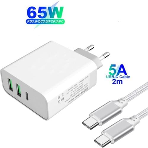 65W Type-C PD Fast Charging Adapter For MacBook Pro/Air iPad Pro Laptop USB-C Quick Charger For SAMSUNG S8 S9 Plus HUAWEI QC3.0