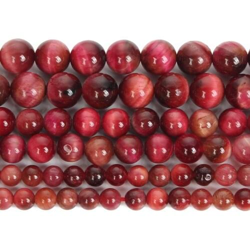 Cherry Red Tiger Eye Natural Stone Beads Round Loose Beads For Jewelry Making DIY Bracelets Necklace Accessories Beads 6/8/10MM