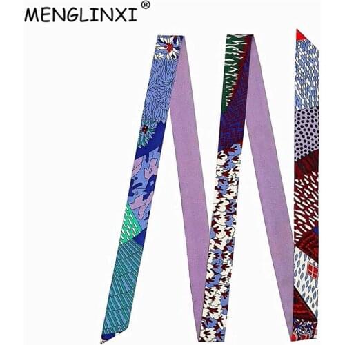 "Across the field" Brand Long Skinny Scarf Fashion Head Scarves For Ladies Silk Scarf Women 200cm Bag Ribbons Female Belt 2020