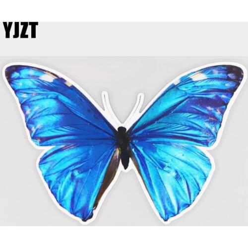 YJZT 16.6×11.3CM Blue Flash Butterfly Beautiful Animal Decoration Scratches Car Stickers Decals 21A-0598