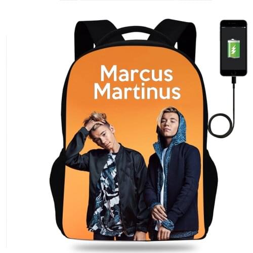 Marcus and Martinus Kids School Backpack for Teenager Boy Children School Bags Girl Bookbag Men Women USB Charging Travel Bags