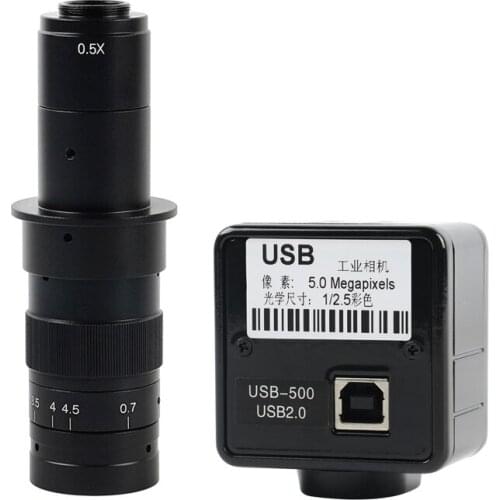 5.0MP USB Video Camera Electronic Digital Eyepiece Microscope Free Driver Measurement Software High Resolution+180X C-MOUNT Lens