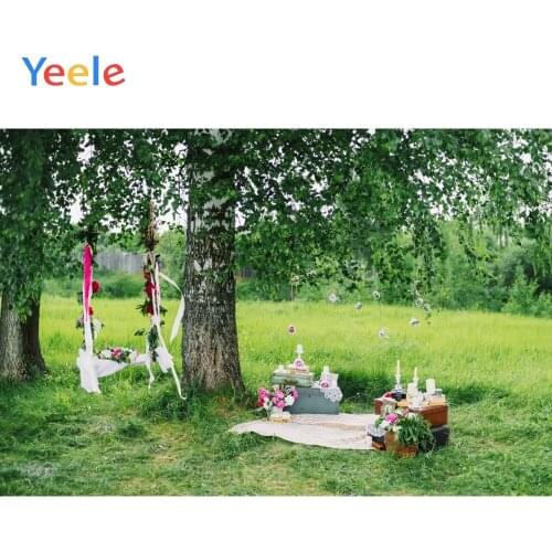 Yeele Wedding Spring Forest Swing Flowers Picnic Portrait Photo Backdrops Customized Photographic Backgrounds For Photo Studio