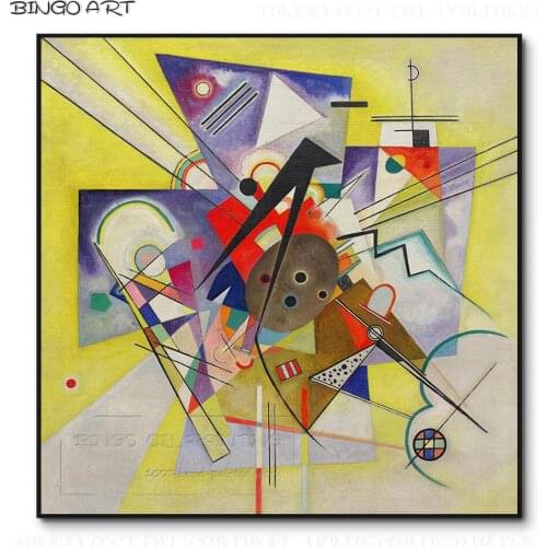Skilled Artist Reproduce Yellow Accompaniment by Wassily Kandinsky Oil Painting Hand-painted Beauty Geometric Kandinsky Painting
