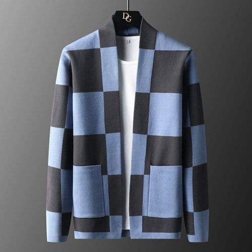 Cashmere Plaid Cardigan Men 2021 New Fall Winter Warm Soft Comfortable Sweatercoat Knitted Sweater Fashion Wool Mens Sweaters