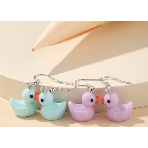 Korea Fashion Earrings 2021 Little Yellow Blue Duck Earrings for Women Long Pendant Earring Jewelry Wholesale Kolczyki Kpop Gift