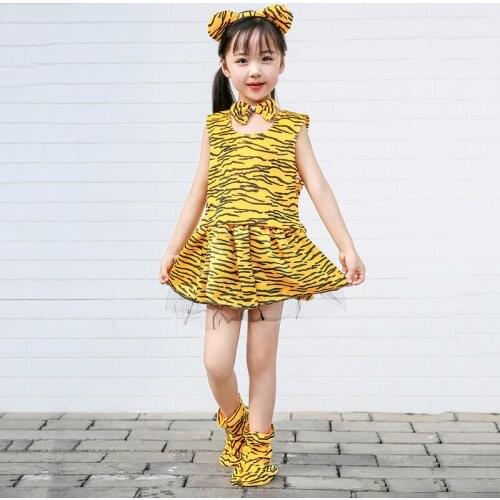 Party Cosplay Children Boy or Girl Tiger Costume Set Headband Clothing Shoes Cover Tail tutu Gloves for Kids