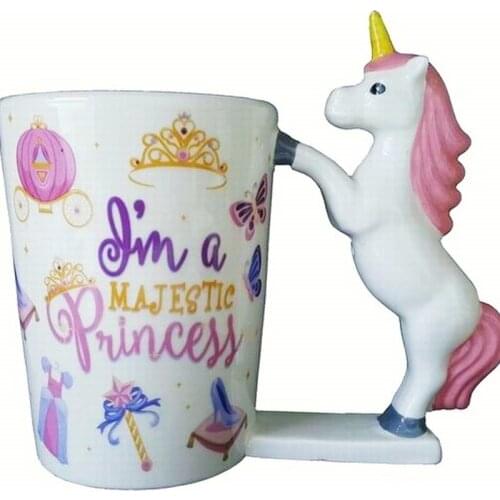 Unicorn Mugs Cartoon Porcelain 3D Handpainted Ceramic Lovely Animal Horse Water Cup Coffee Milk Mug With Handle Office Drinkware