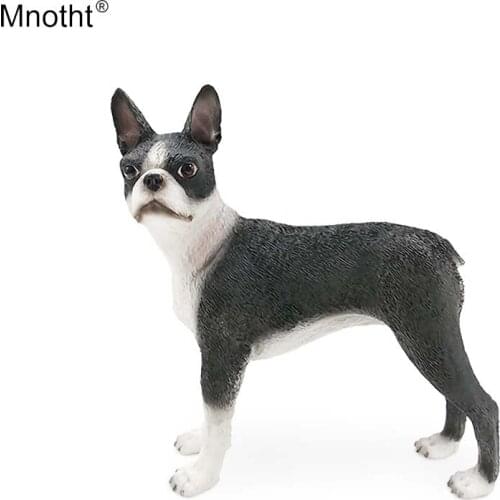 Mnotht 1/6 Boston Dog Model Animal Dog Toy Resin Mini Simulation Scene Accessory for Action Figure Collection Decoration Gift