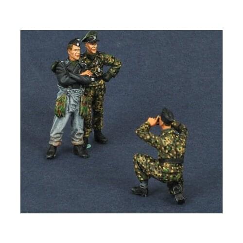 1/35 Resin White Model WWII Resin Soldier 3-person Model Requires Manual Coloring Of The Model