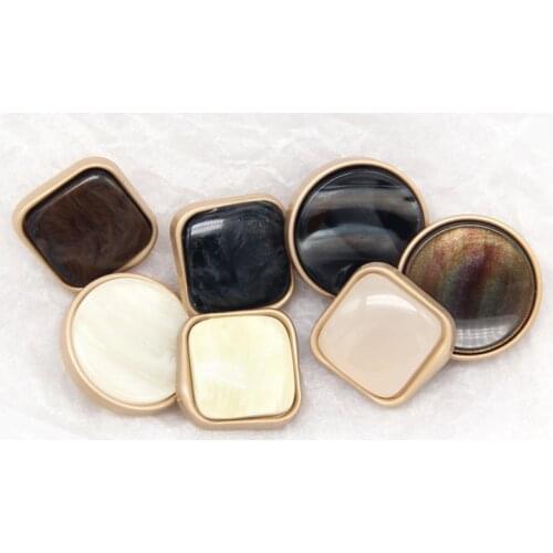 Fashion Square Round Gold Metal Buttons For Clothing Coat Dress Vintage Decorative Women Garment Sewing Accessories Wholesale