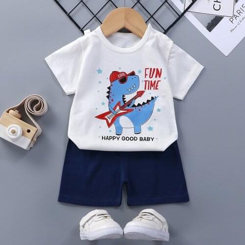 2021 New Boys Clothing Children Cotton Suit Girl Set Short Sleeve Shorts 2 Piece Set For Kids Baby Summer Casual Clothes