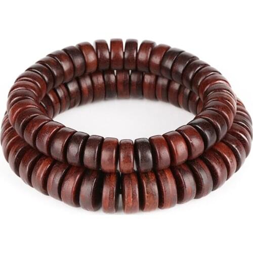 Natural dark red brown sandalwood sandal round wooden buddhism rosary prayer beads bracelet for man