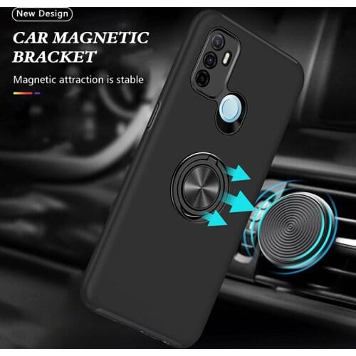 Armor Shockproof Phone Case For OPPO A53 4G Magnetic Metal Ring Stand Holder Soft TPU Hard PC Shell Protective Back Cover Fundas