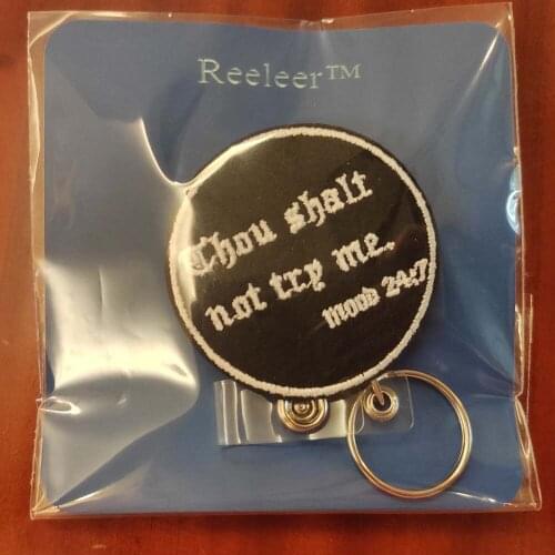 Reeleer Thou Shalt Not Trp Me Band Badge Reels Retractable for name badge holders, with Alligator Clip