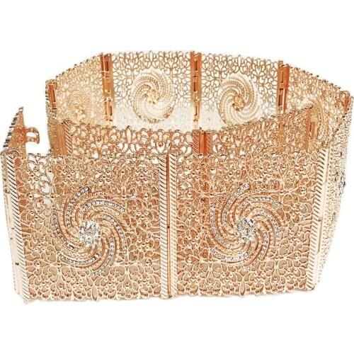 Luxury chic caftan wedding metal belt for women big wide chain boy belly chins adjustable length Crystal waist chain bijoux