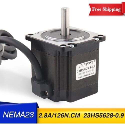 23HS5628-0.9 degree Nema23 Stepper Motor 57 motor 4-lead 165 Oz-in 126N.CM 2.8A 8mm CNC Laser Grind Foam Plasma Cut Step Motor