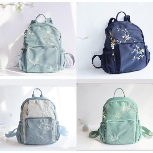 1pcs Summer New Japanese Style Vintage Laptop Bag Ancient style Embroidered Shoulder Bag Student School Bag Women Girl Gift
