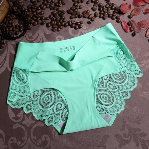 KJA261 New Mid Waist Women Underwear Briefs Female Ice Silk Seamless Breathable Lingerie Panties Calcinha Sem Costura