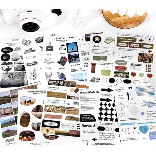 Creativity Kawaii Stationery Paper Sticker Self Adhesive Journal Stickers Vintage Material School Journals Cute Decor Supplies