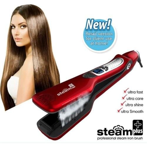 Steam Hair Straightener Brush Titanium Ceramic Flat Iron Professional Electric Hair Comb Fast LCD Hair Straightening Flat Iron
