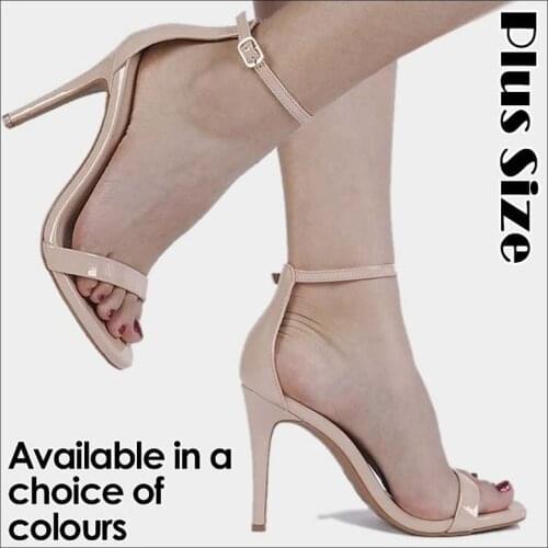 LOSLANDIFEN Womens 11cm Sexy Open Toe Ankle Strap Sandals Thin High Heels Party Wedding Dress Shoes Plus Size 102-30PA