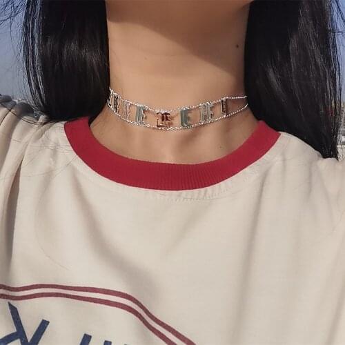 2020 New Custom Name Choker Women Copper Letter Necklace Personalitzed Old English Necklace Gothic Gift Drop shipping