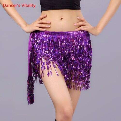 12 colors New Chiffon Dress Belt India Belly Chain Belly Dance Sequins tassels hip scarf