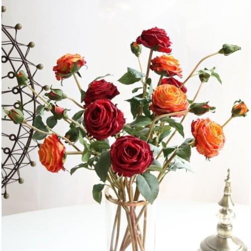 2021 Fake Flower Eco-friendly Vivid Faux Silk Flower Artificial Decorations Rose Flowers Decor for Household Party Festival