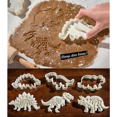 3D Dinosaur Cookies Cutter Mold Dinosaur Biscuit Embossing Mould Sugarcraft Dessert Baking Silicone Mold for Sop Cake Decor Tool