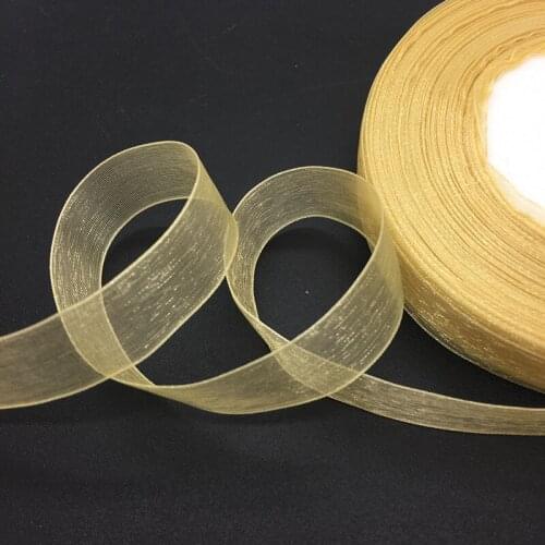 50 Yards/Roll 5/8" 15mm Khaki Organza Ribbon Bow Wedding Decoration Lace Crafts