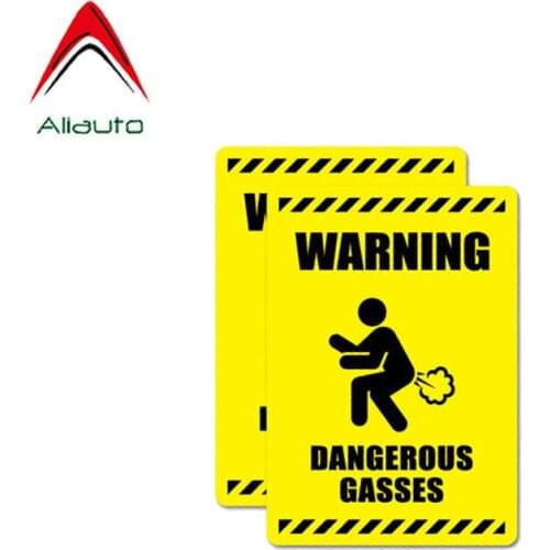 Aliauto 2 X Warning Car Sticker Dangerous Gasses Decal Accessories PVC for Prius Priora Suzuki Jimny Vw Polo Lada Granta,9cm*6cm