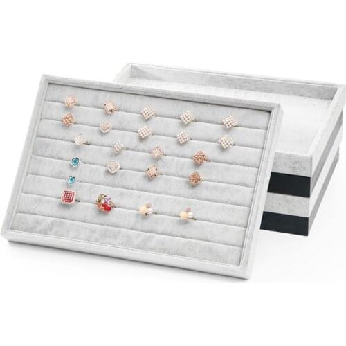 Velvet Stackable Jewelry Tray Ring and Necklace Display Tray Jewelry Organizer Box for Store Storage Earring Holder Stand