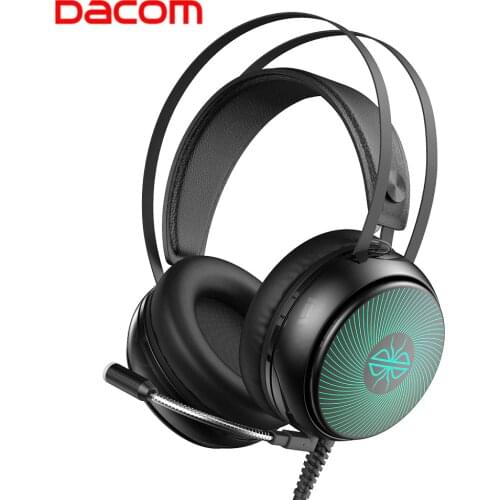 DACOM GH08 Gaming Headset with LED Light HD Mic 3.5mm Wired Gamer Headphone Stereo Sound for PC Computer Phones Laptop PS4 X-BOX
