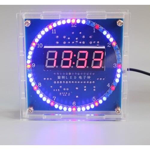 DIY Rotating Digital LED Display Module Alarm Electronic Digital Clock Kit 51 SCM Learning Board 5V DS1302