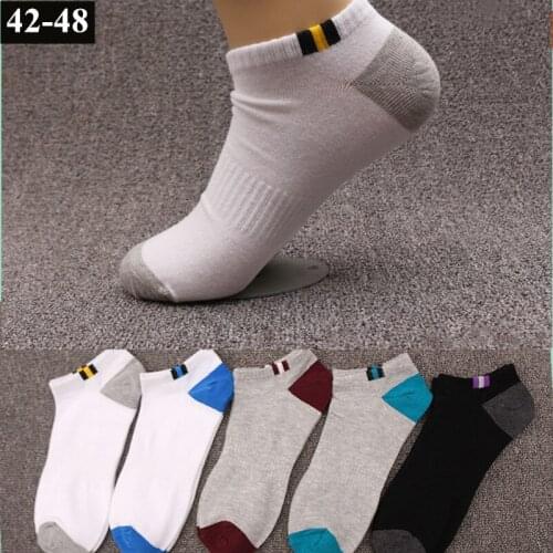 DOIAESKV 10pcs Plus Size Men Short Socks Business Breathable 5 Pairs Cotton Meias Casual Sport Socks Male Boat Socks EU42-48