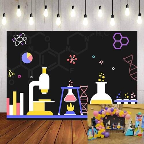 Mehofond Photography Background Science Party Invitation Mad Scientist Kids Birthday Party Photocall Photo Studio Backdro