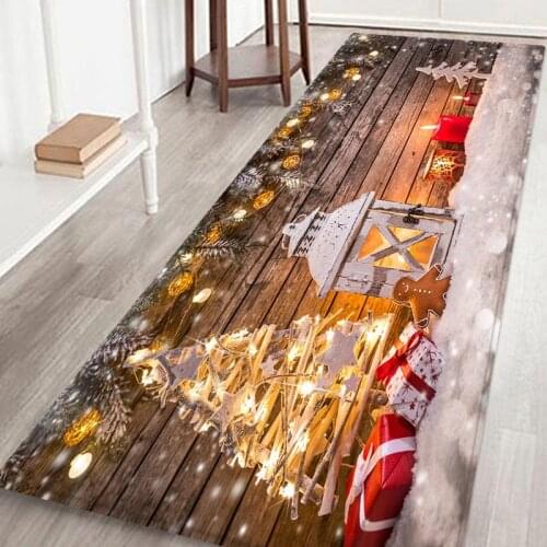 Christmas Carpet Doormats Indoor Home Carpets Santa Claus Anti-Slip Kitchen Dining Room Fireplace Floor Mat Rug Xmas Home Decor